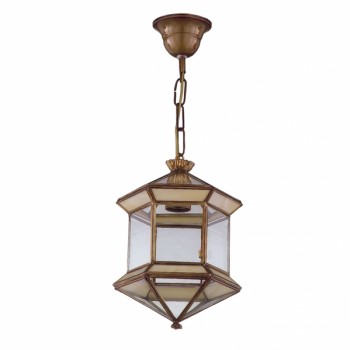 Distribuidor - Lâmpadas Diversas | Colgantes Rustica | FAROL GRANADINO HEXAGONAL 1XE27 OPALINA REGX21X21 CM Ref: 1.973-OPALINA